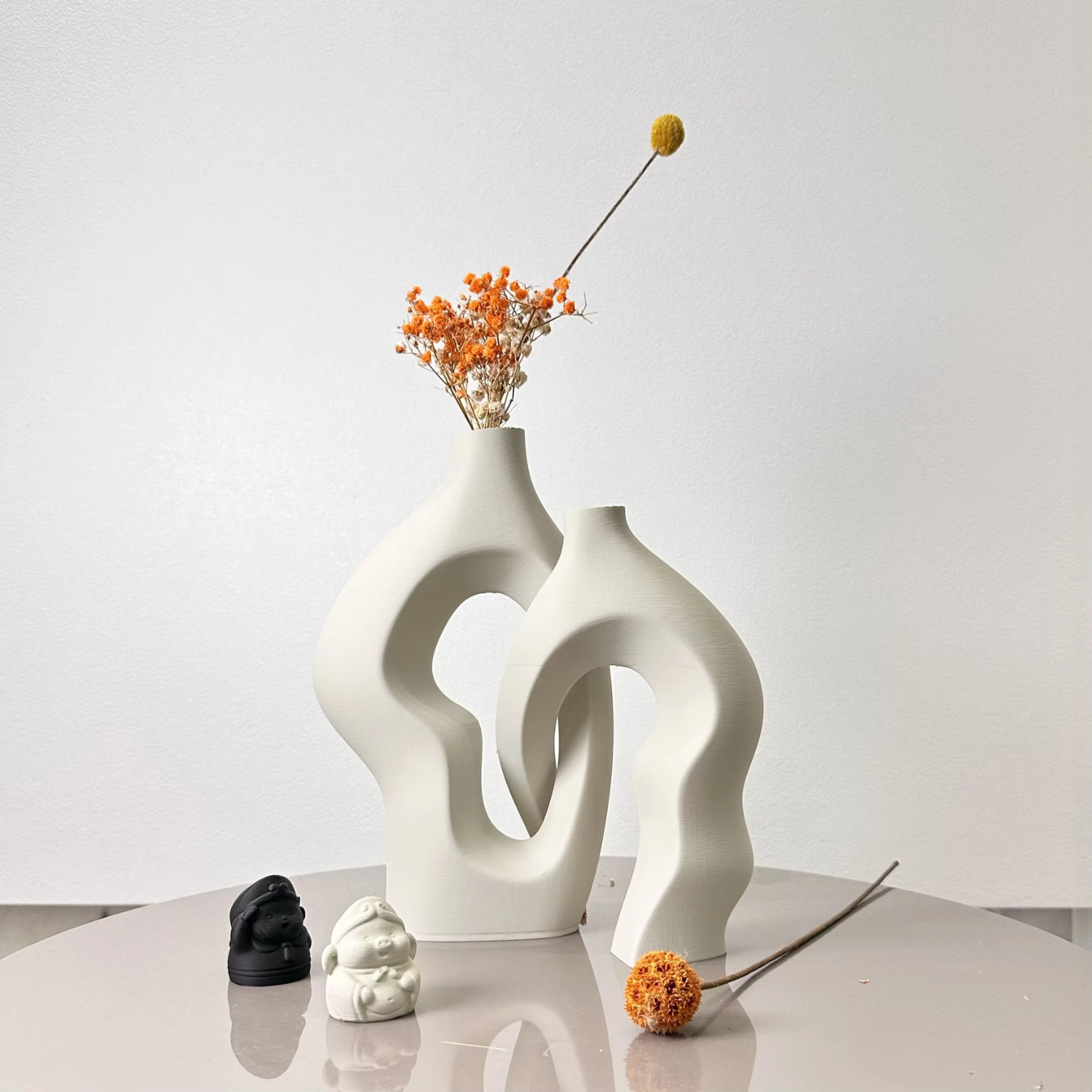 Annabelle | Modern Sculptural Vases for Dried Flowers & Home Tabletop Decor - Off-White - Vases