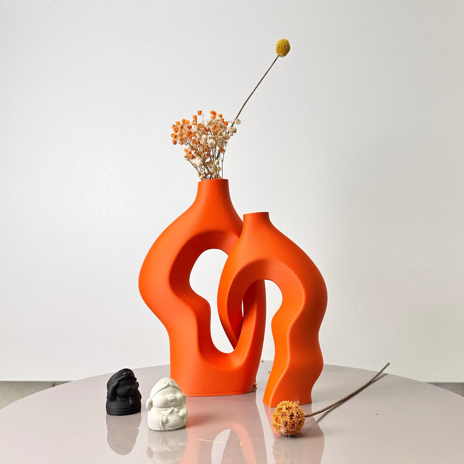 Annabelle | Modern Sculptural Vases for Dried Flowers & Home Tabletop Decor - Orange - Vases