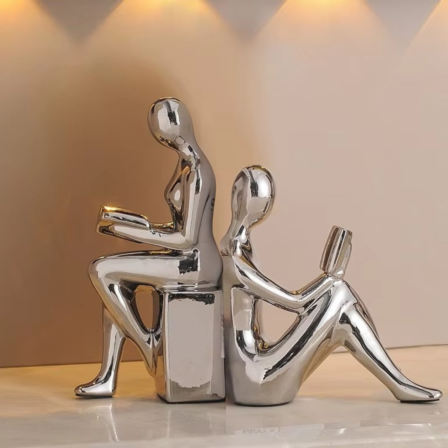 Nancy | Light Luxury Sitting Doll Figurine - Silver-2pcs - Sculptures