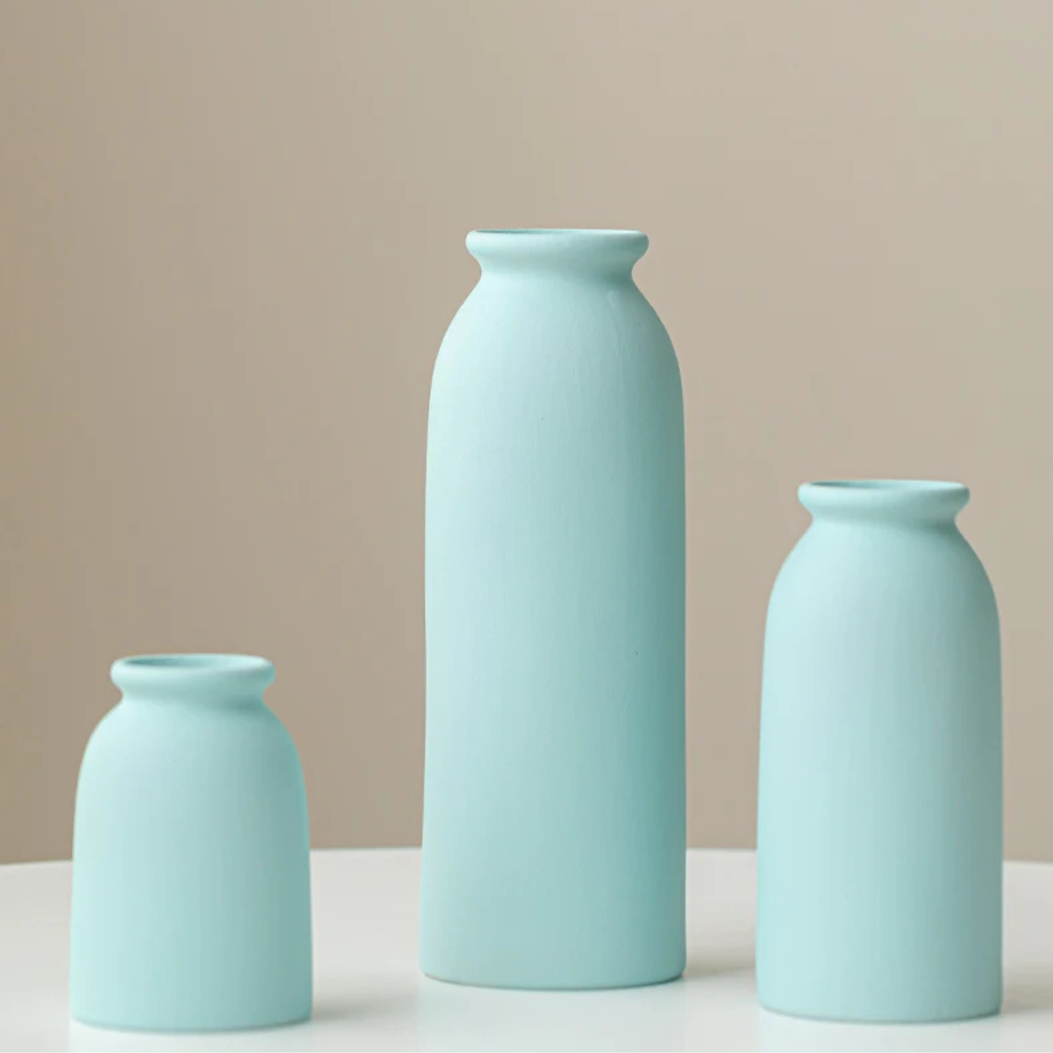 Mabel | Set of 3 Ceramic Vases – Modern Boho Decor for Pampas Grass or Flowers - Vases