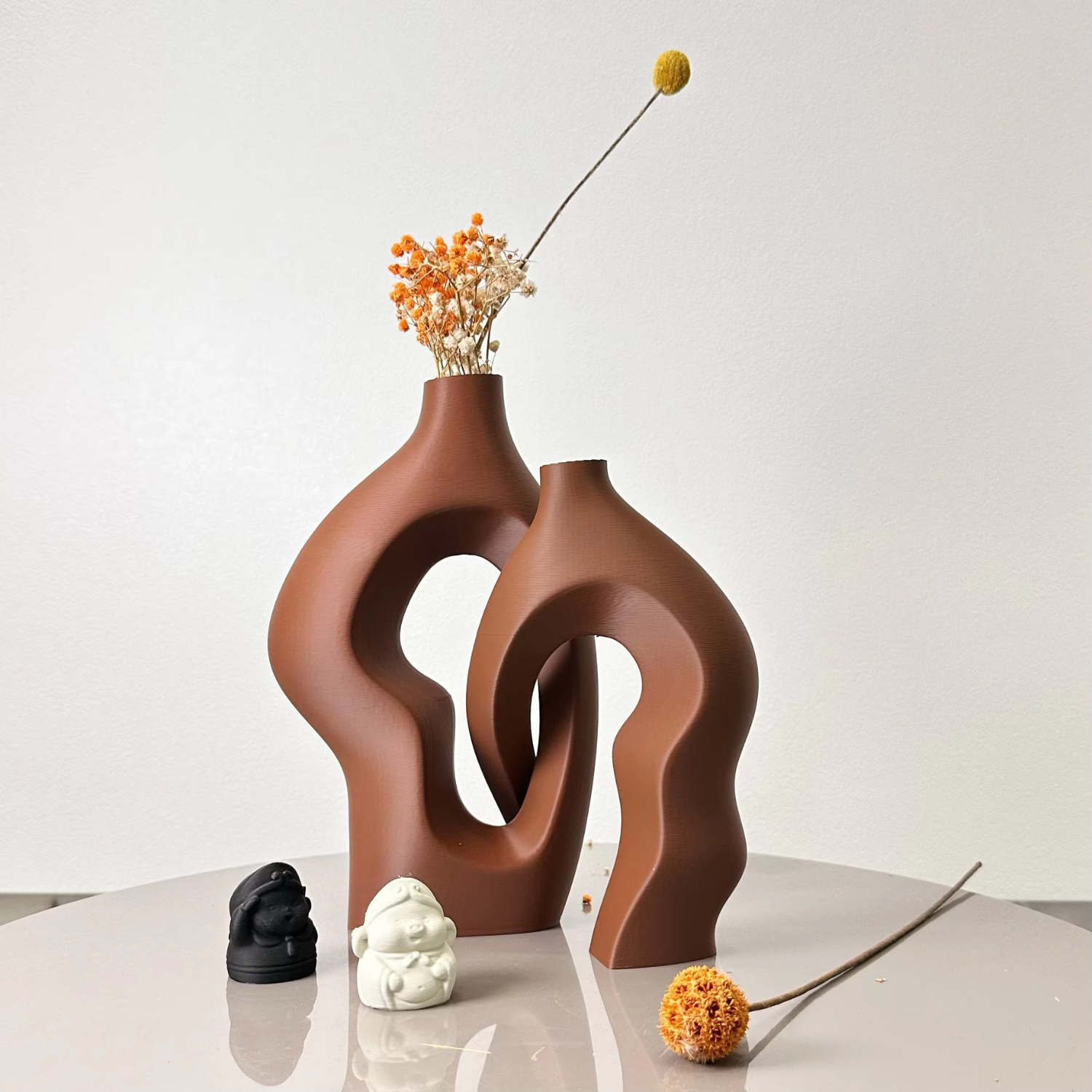 Annabelle | Modern Sculptural Vases for Dried Flowers & Home Tabletop Decor - Chocolate - Vases