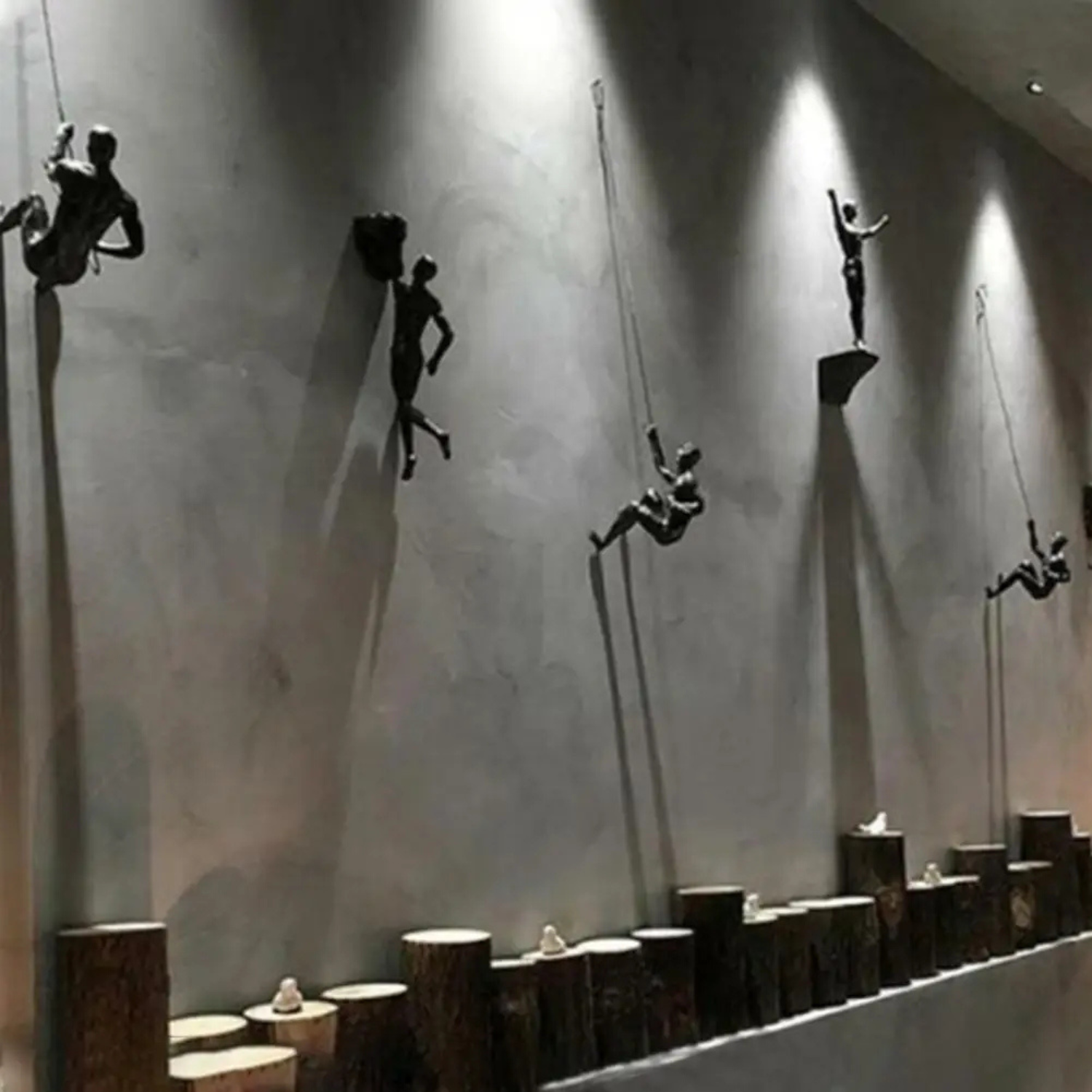Harriet | Modern Climbing Man Wall Sculpture - Sculptures