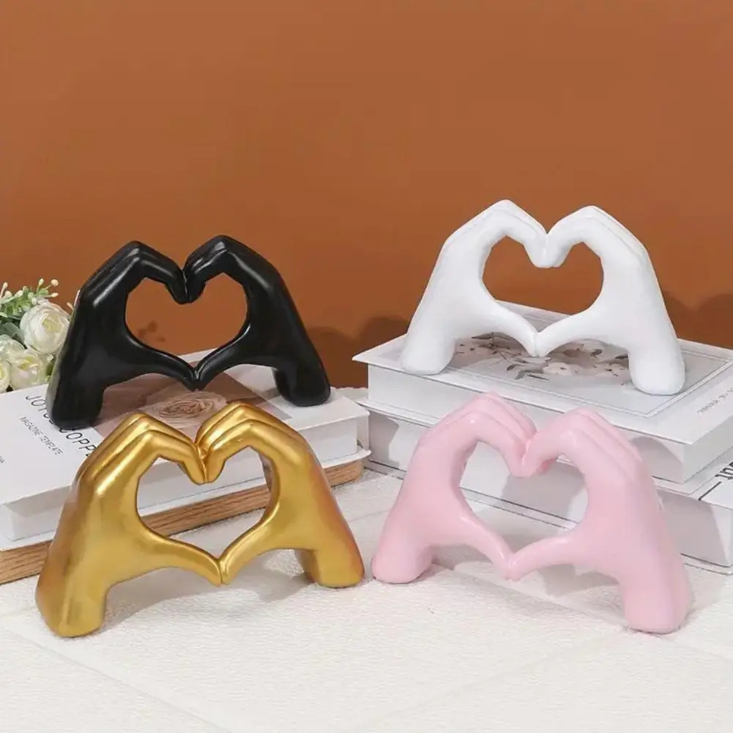 Maisie | Heart Hand Statue Resin Love Figurine for Modern Home or Wedding Décor - Sculptures