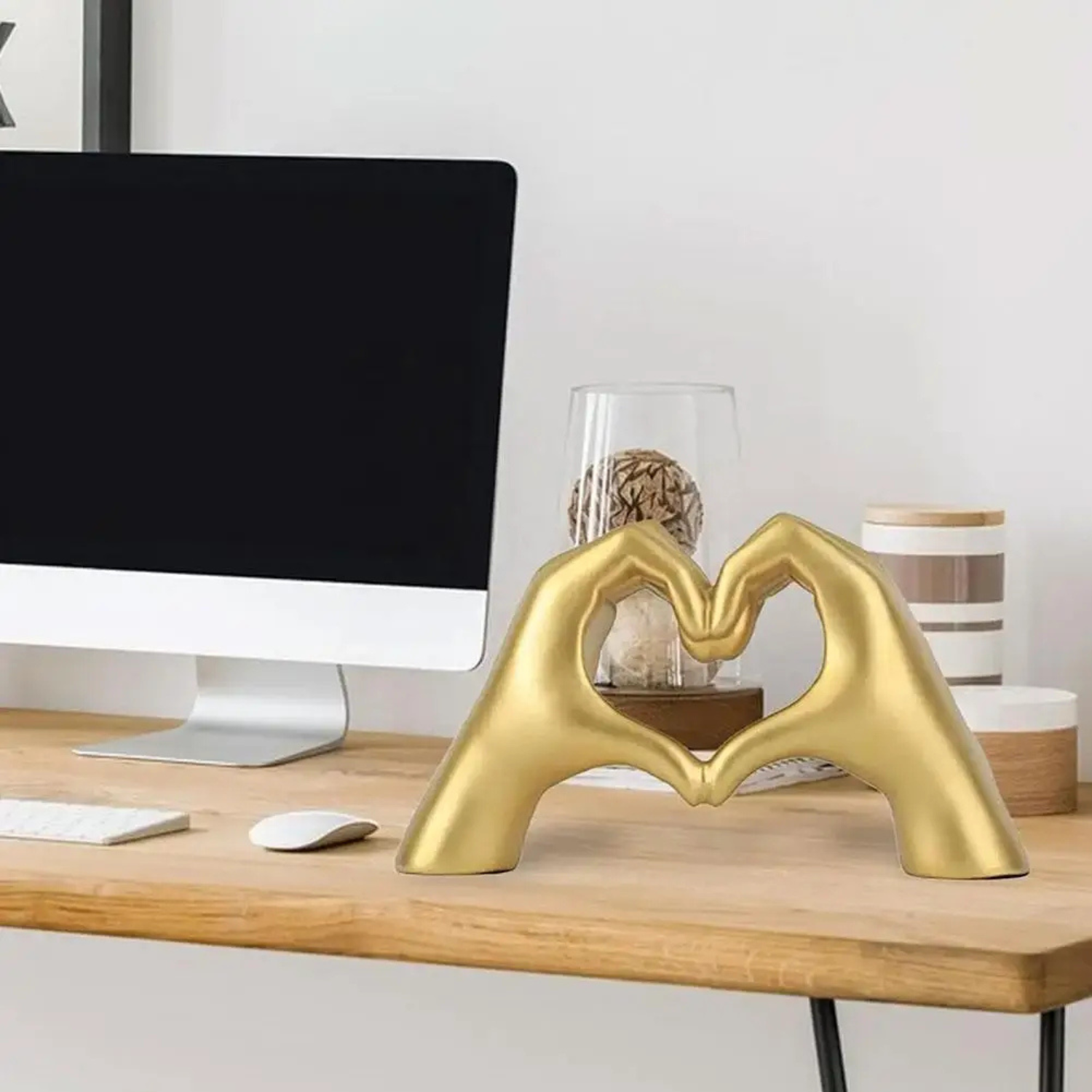 Maisie | Heart Hand Statue Resin Love Figurine for Modern Home or Wedding Décor - Sculptures